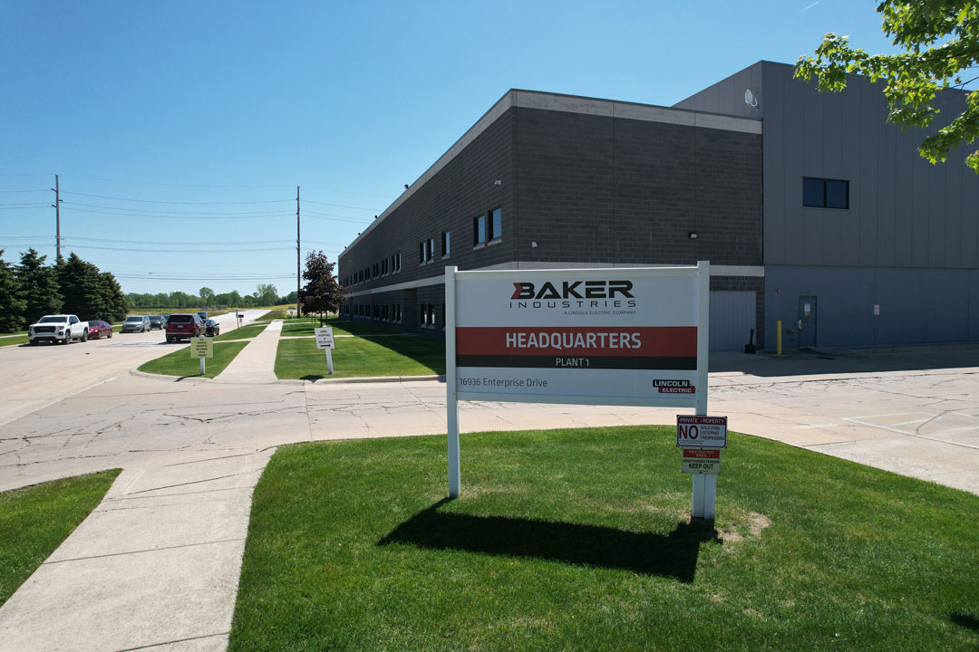 The exterior of Baker Industries Plant 1 in Macomb, Michigan