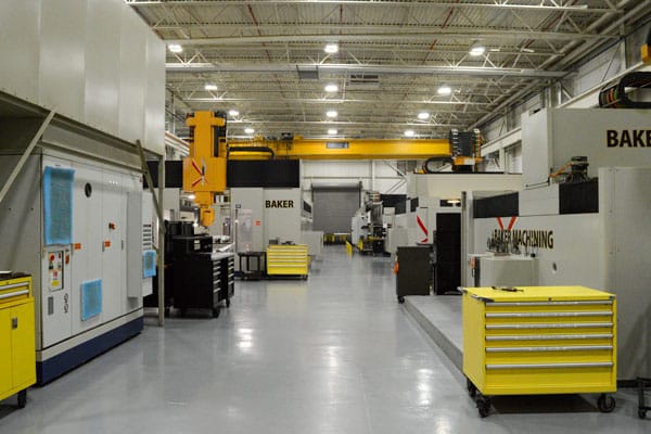 Large five-axis Breton CNC machines at Baker Industries