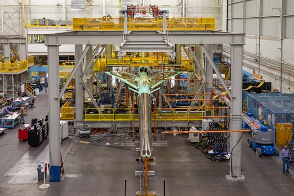 A large assembly fixture for hypersonic airplane assembly being installed on-site