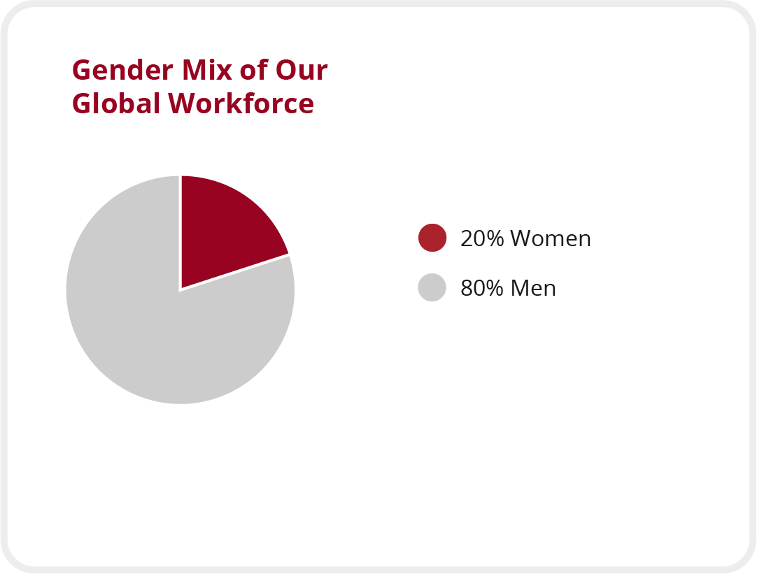A graph depicting the gender mix of Lincoln Electric's global workforce